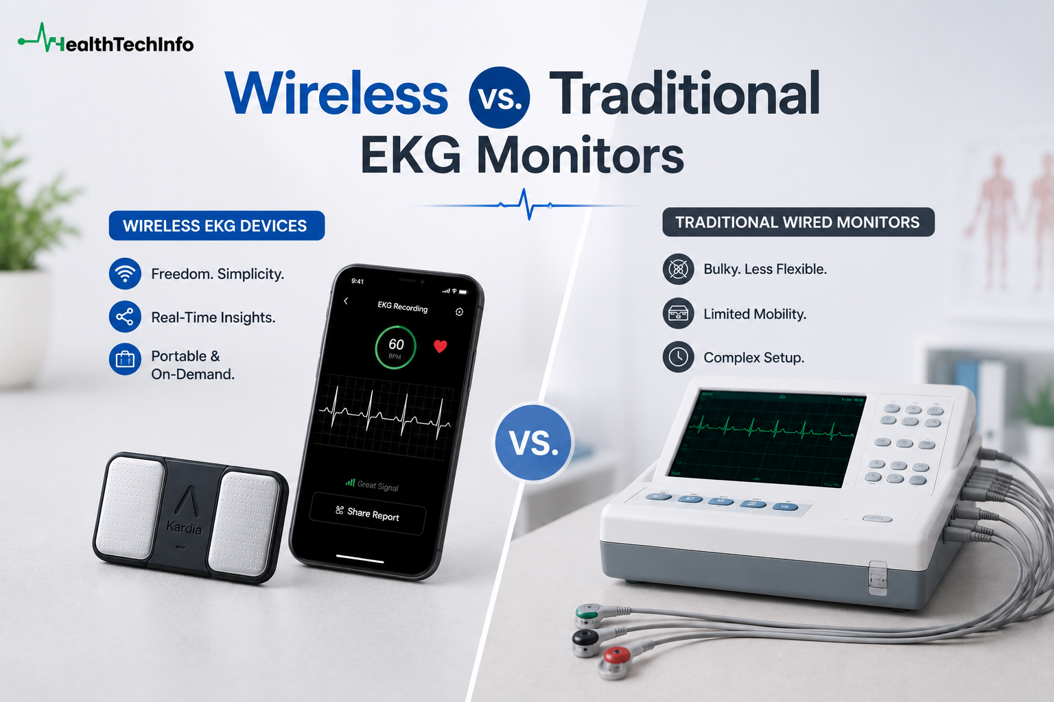 5 Wireless EKG Device Brands Changing At-Home Heart Monitoring 4 Comparing Wireless EKG Devices to Traditional Wired Monitors