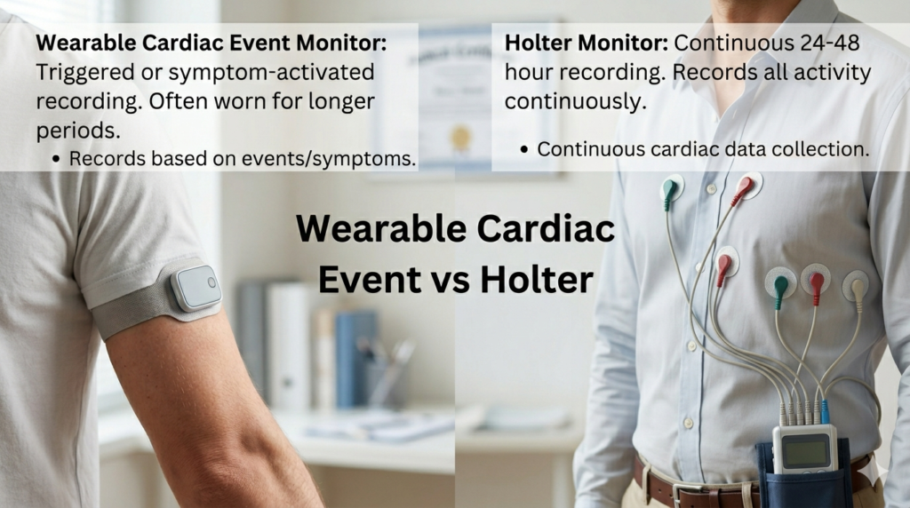 wearable cardiac event monitor vs holter monitor