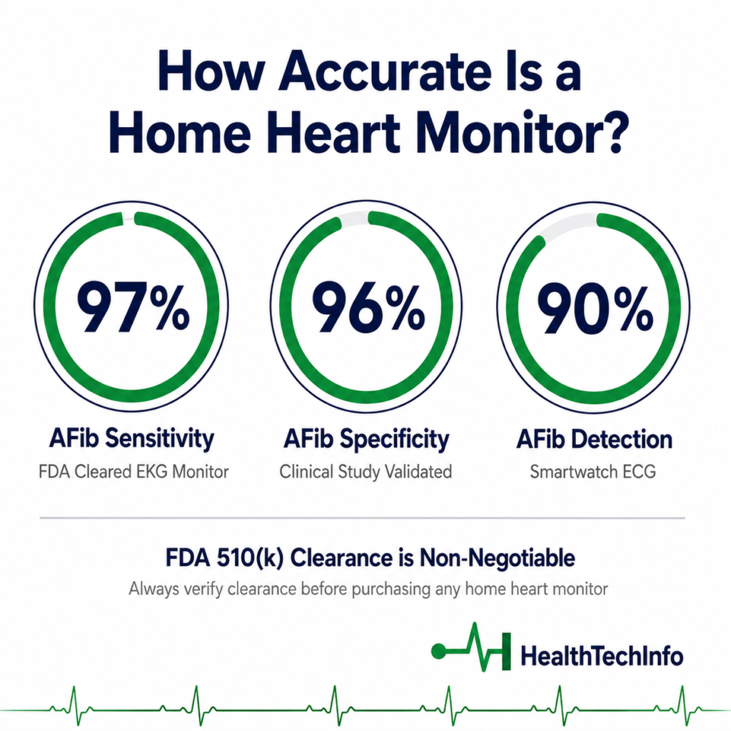 Home Heart Monitor: Types Uses and How to Choose 3 Home Heart Monitor Accuracy 97 Percent AFib Sensitivity FDA Cleared